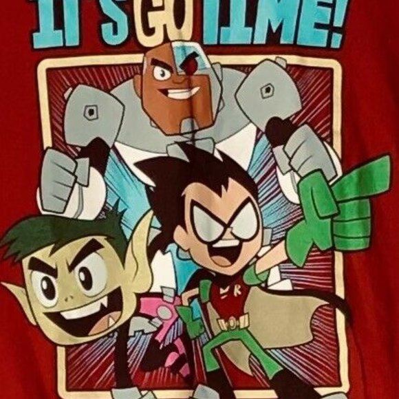 Teen Titans Go! Cyborg Robin & Beast Boy Red T-Shirt Top XL (14/16) - Picture 3 of 5
